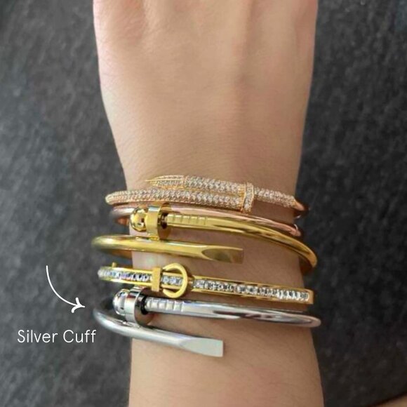 Boutique Jewelry - 1pc silver nail cuff bracelet stainless steel